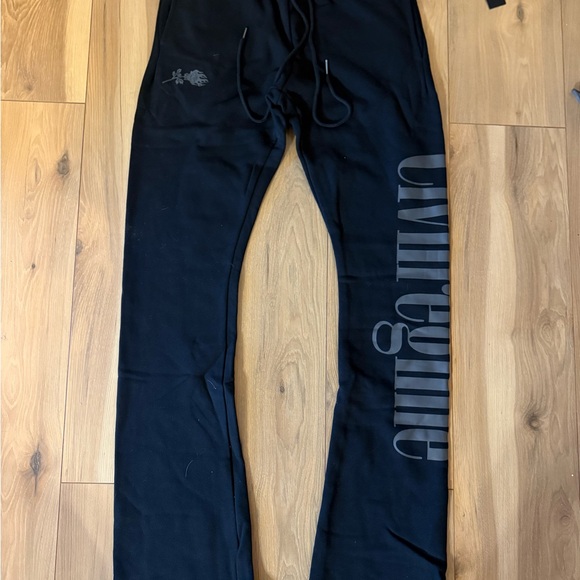 NEW CIVIL REGIME CONCRETE FLARE FLEECE ROSE GOTHIC SIZE M BLACK PANTS - Picture 2 of 5